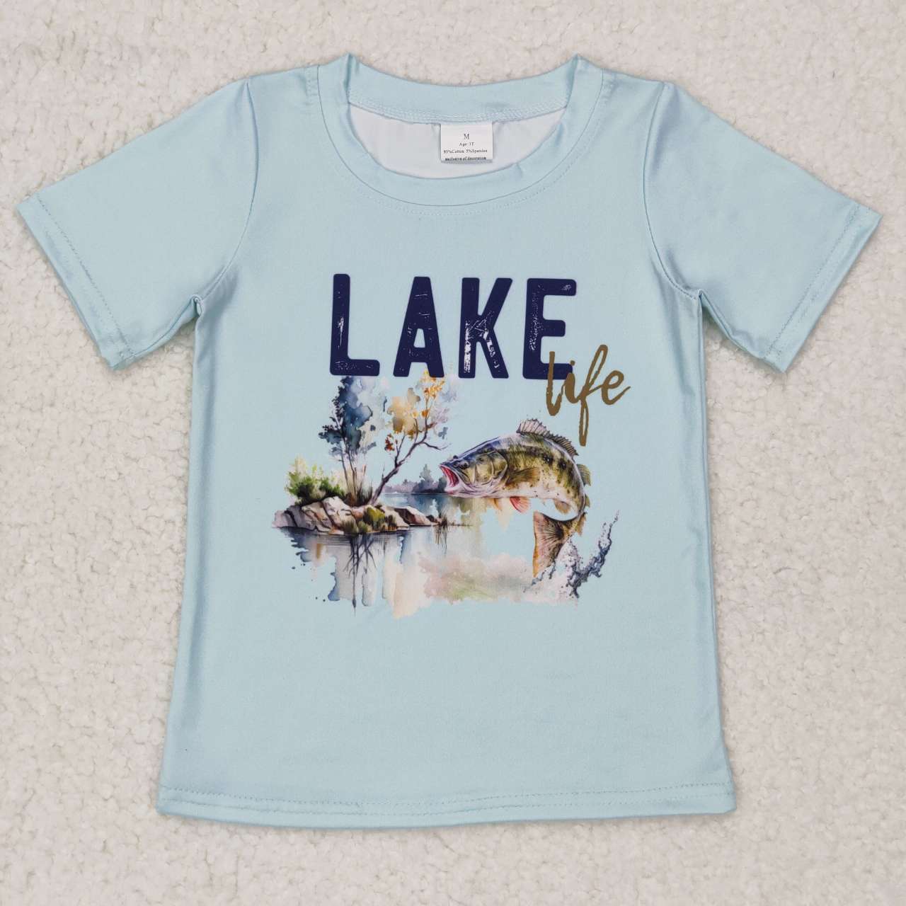 BT0339 Aqua Lake life fish print boys tee shirts top