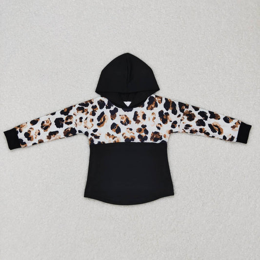 BT0368 Leopard Print Kids Hoodie Tee Shirts Top
