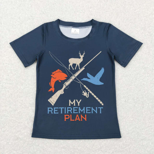BT0416  My Retirement Plan Print Boys Hunting Tee Shirt Top