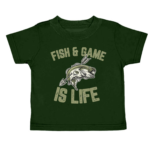 (Pre-order)BT0437  Fish Game Is Life Print Kids Tee Shirt Top