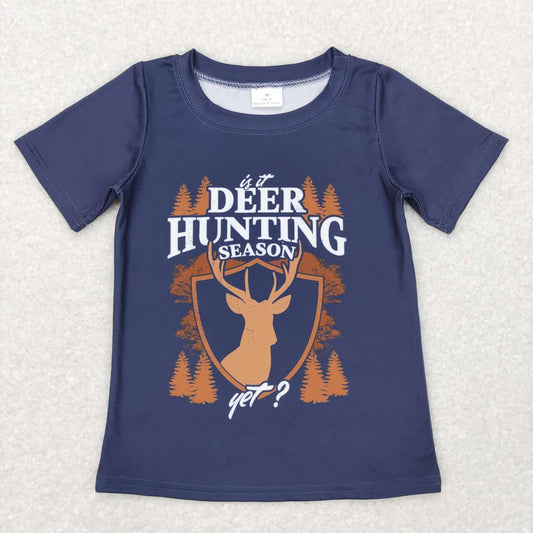 BT0439  Deer Hunting Season Print Kids Tee Shirt Top