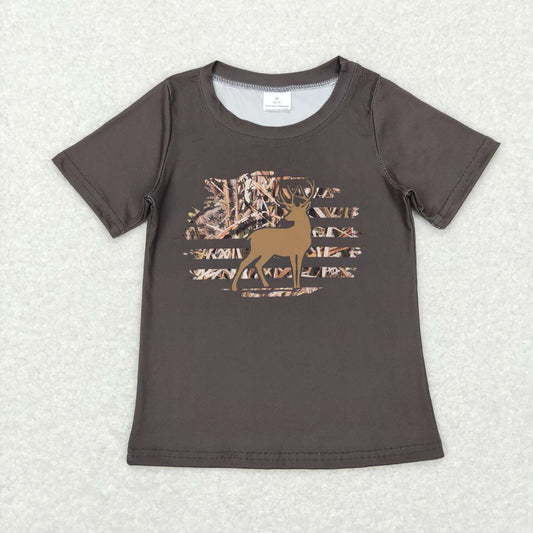 BT0440  Deer Print Kids Hunting Tee Shirt Top