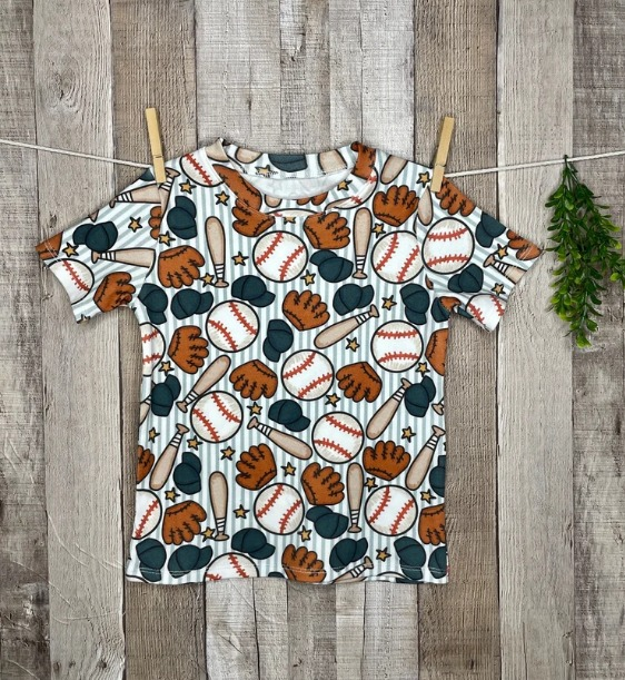 (Pre-order)BT0448 Baseball Print Boys Tee Shirt Top