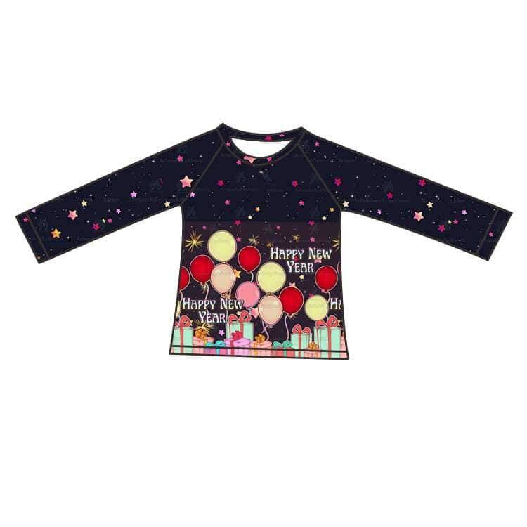 (Pre-order)BT0450 Balloon Print Boys Happy New Year Tee Shirt Top