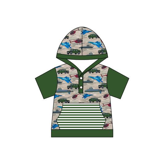 (Pre-order)BT0472 Army Print Boys Pocket Hoodie Tee Shirts Top