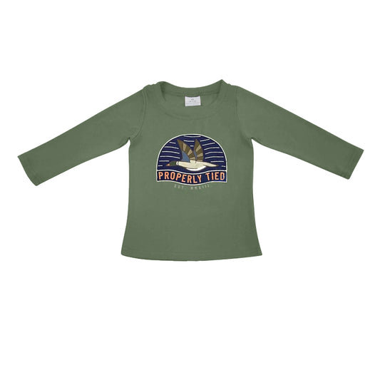 (Pre-order)BT0498 Green Duck Print Boys Long Sleeve Tee Shirts Top