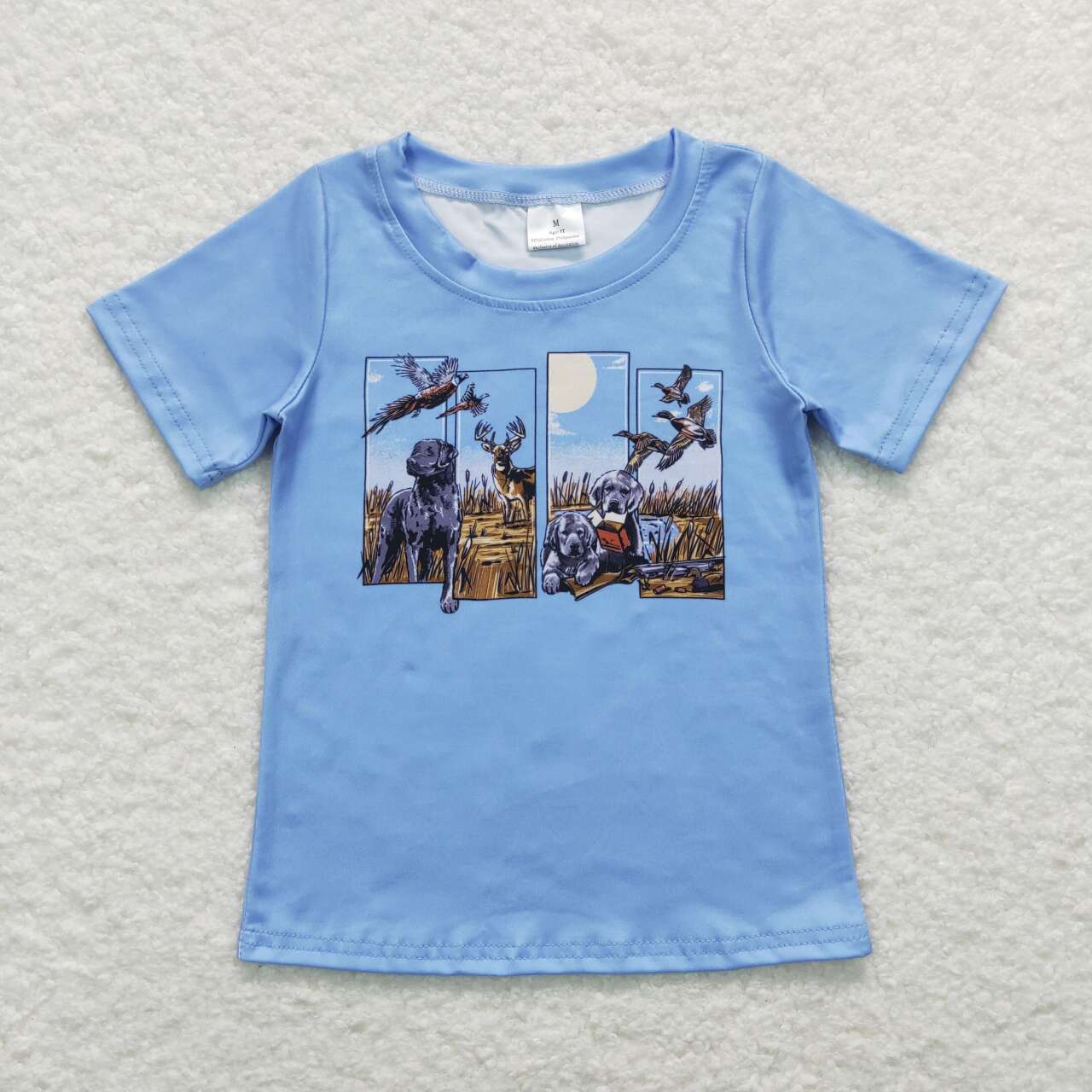 BT0509 Dog Duck Deer Print Kids Hunting Tee Shirts Top