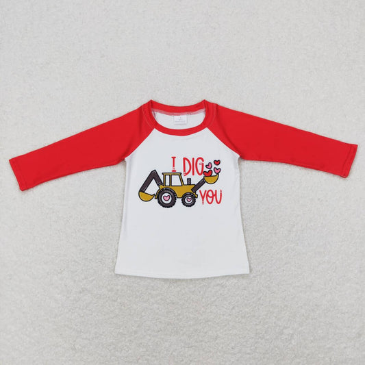 BT0523 I DIG YOU Print Boys Raglan Sleeve Valentine's Tee Shirts Top