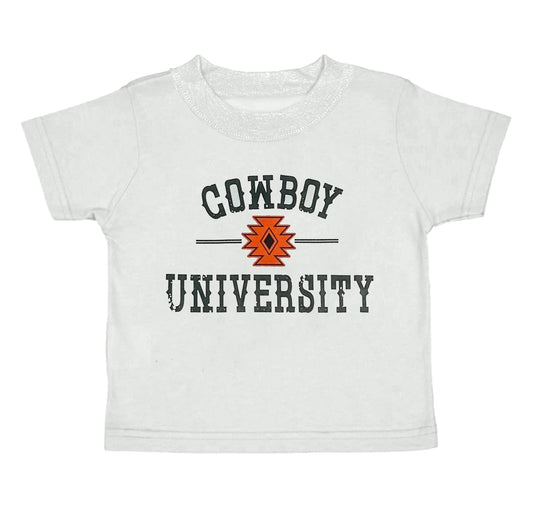 (Pre-order)BT0540 Cowboy University Print Boys Summer Tee Shirts Top