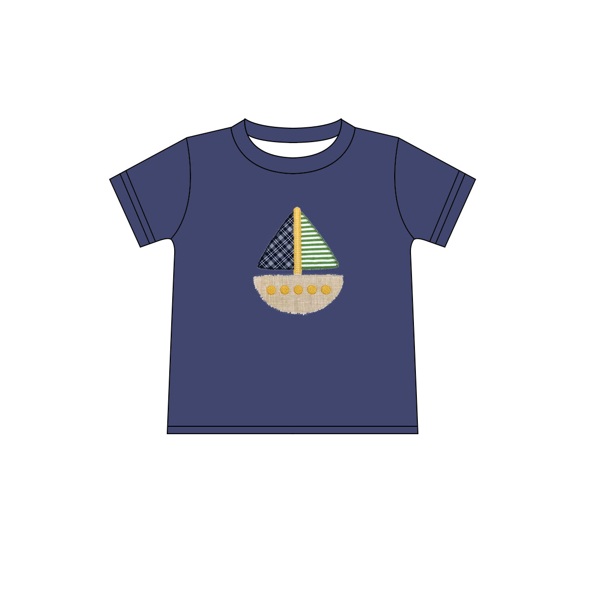 (Pre-order)BT0544 Sailboat Navy Print Boys Summer Tee Shirts Top