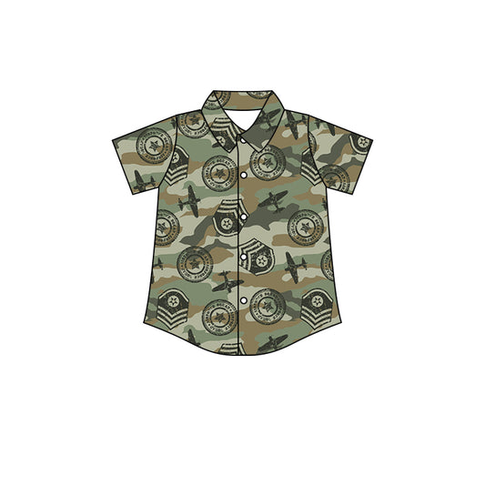 (Pre-order)BT0560 Green Plane Camo Print Boys Tee Shirts Top