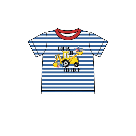(Pre-order)BT0562 Loads Of Freedom Construction Print Boys 4th of July Tee Shirts Top