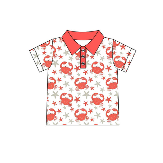 (Pre-order)BT0563 Crab Star Print Boys Summer Polo Tee Shirts Top