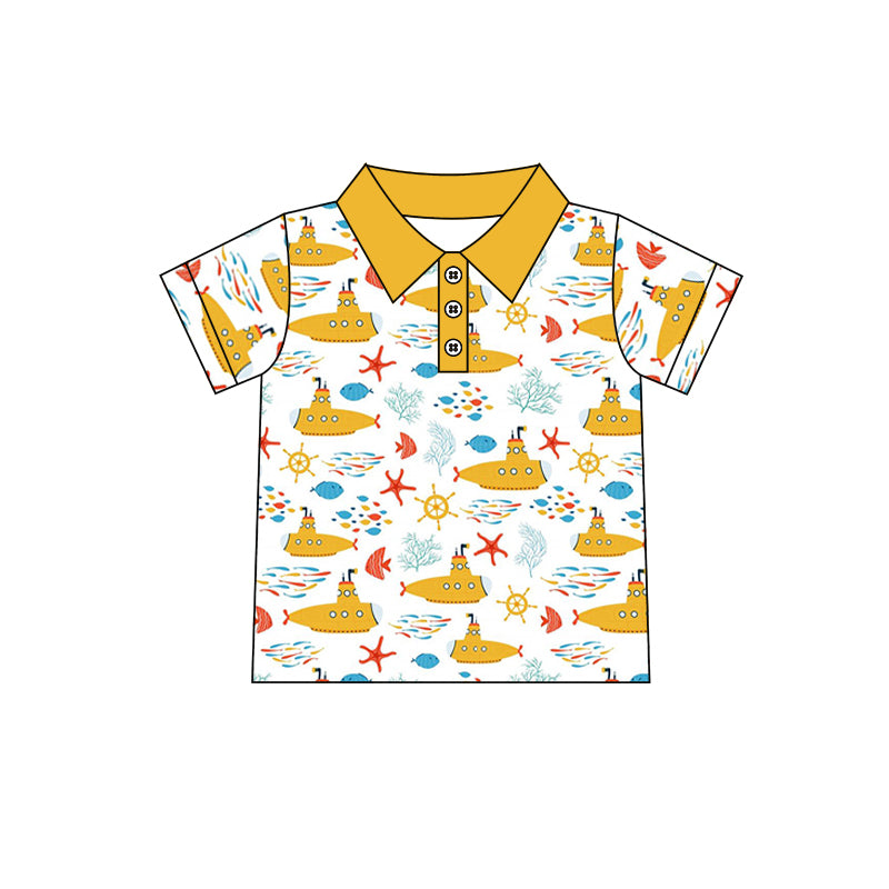 (Pre-order)BT0568 Submarine Print Boys Polo Tee Shirts Top