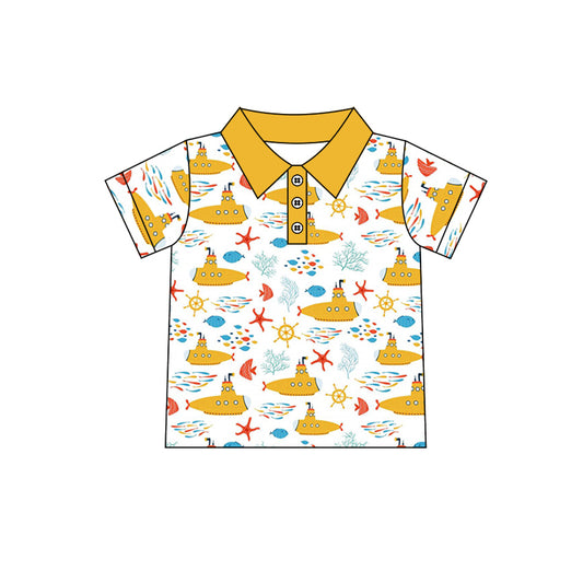 (Pre-order)BT0568 Submarine Print Boys Polo Tee Shirts Top