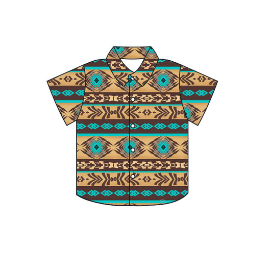 (Pre-order)Bt0583  Aztec Print Boys Tee Shirts Top