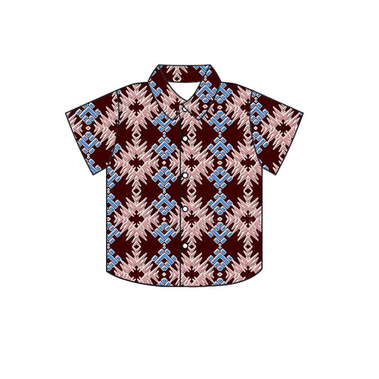 (Pre-order)Bt0584  Aztec Print Boys Tee Shirts Top