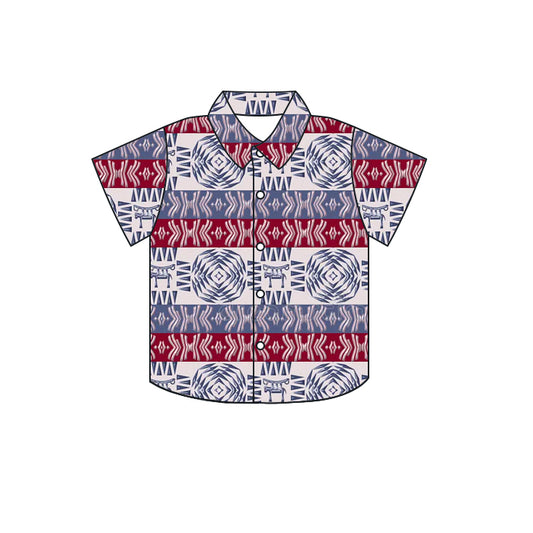 (Pre-order)Bt0585  Aztec Print Boys Tee Shirts Top