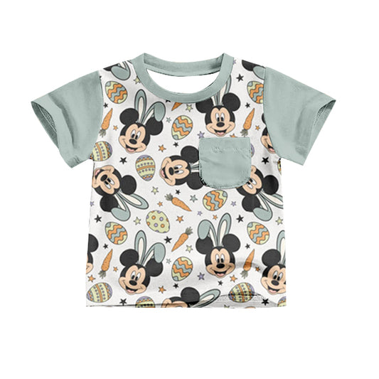 (Pre-order)BT0592  Cartoon Mouse Bunny Print Boys Easter Tee Shirts Top