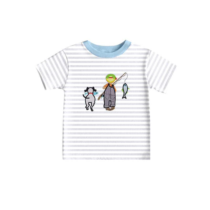 (Pre-order)BT0603  Fishing Print Boys Summer Tee Shirts Top