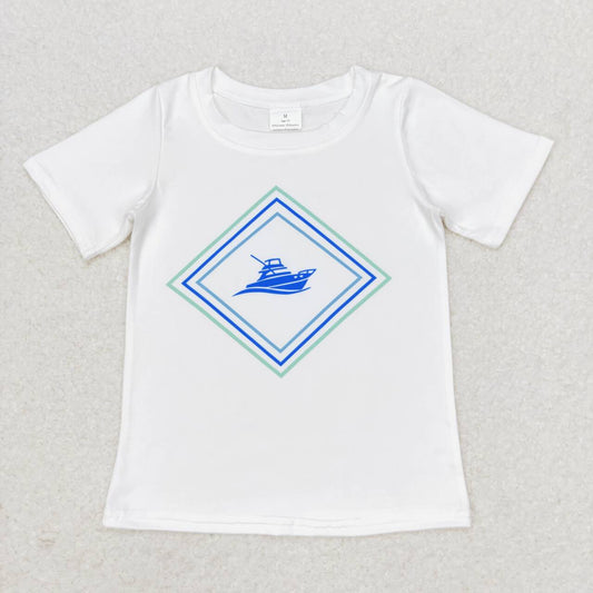 BT0613  Steamship Print Boys Summer Tee Shirts Top
