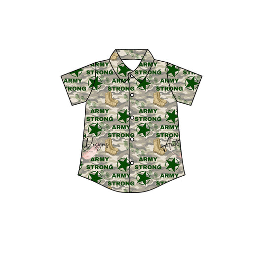 (Pre-order)BT0620  Star Boots ARMY Print Boys Summer Tee Shirts Top
