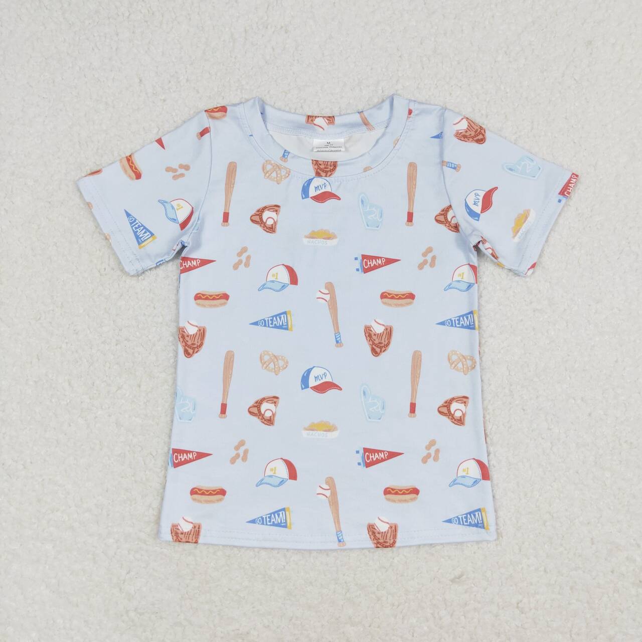 BT0665  Baseball Hat Print Boys Summer Tee Shirts Top