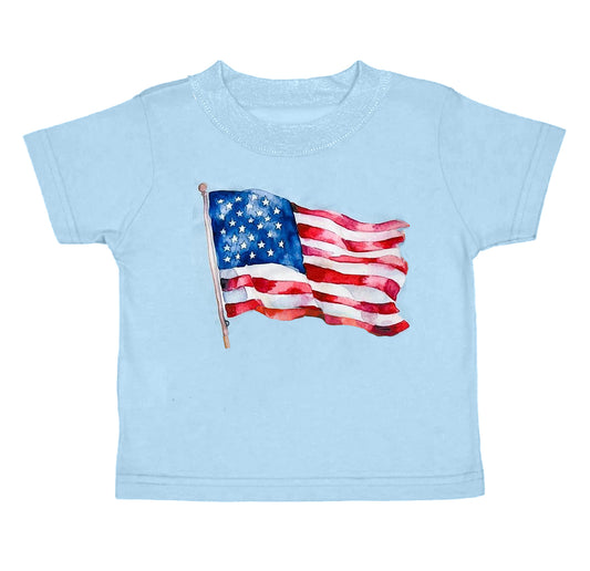 (Pre-order)BT0683   Flags Print Boys 4th of July Tee Shirts Top