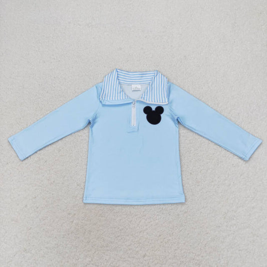 BT0708 Cartoon Mouse Blue Print Boys Pullover Tee Shirts Top