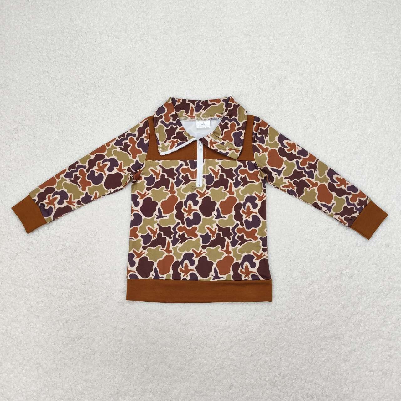 Camo Print Boys Zipper Pullover Top Brothers Wear