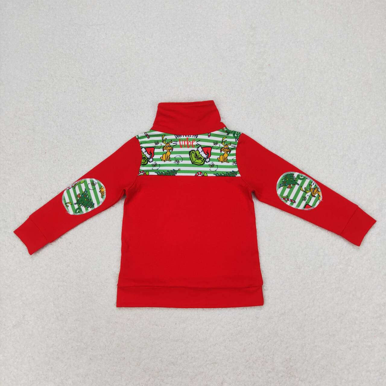 BT0726 Green Frog Vibe Print Boys Christmas Pullover Zipper Tee Shirts Top