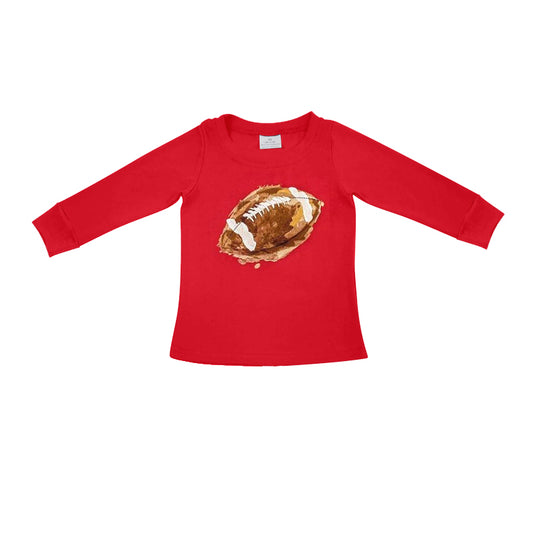 (Pre-order)BT0727 Football Red Print Boys Fall Tee Shirts Top