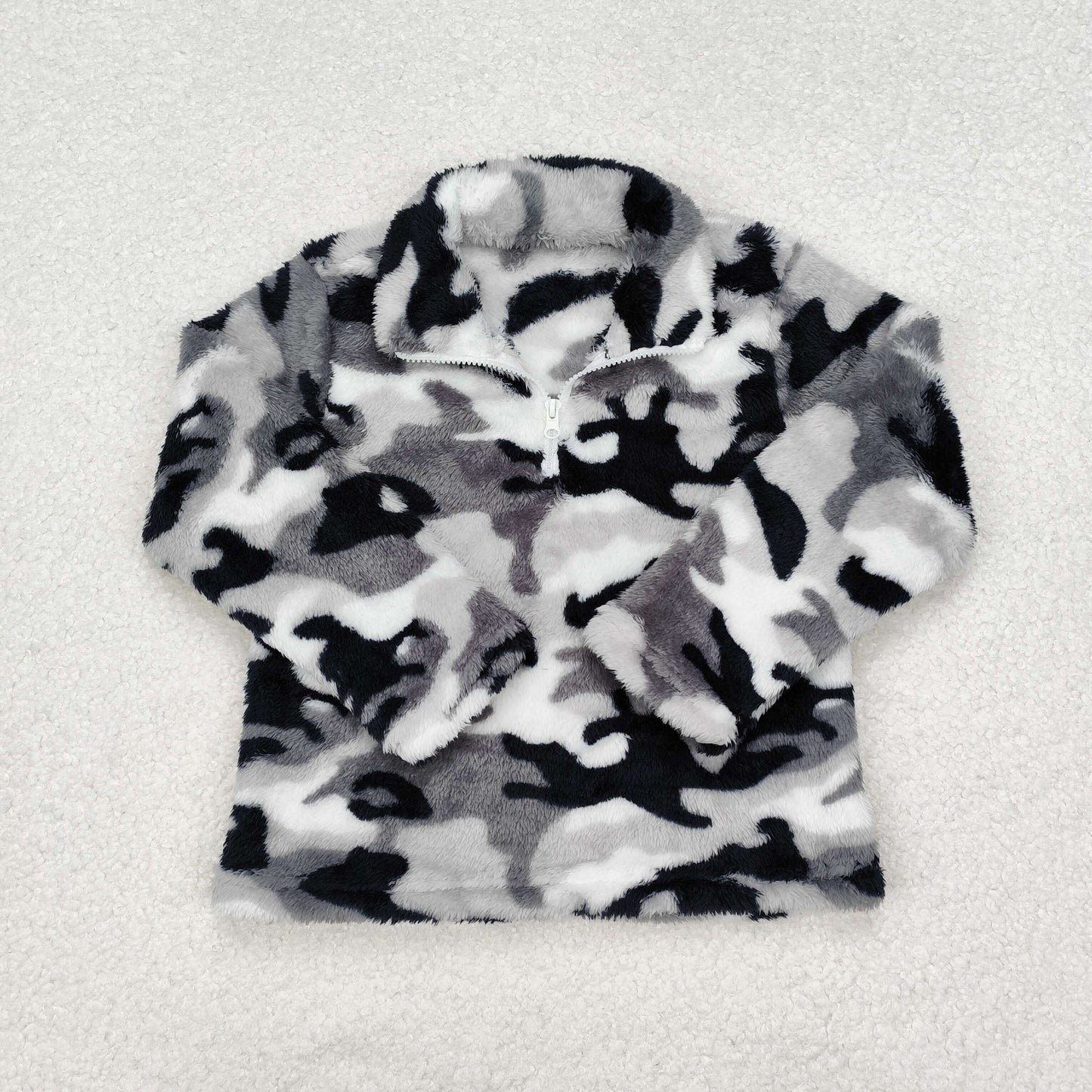 Camo Print Zip Winter Thick Pullover Boys Sherpa Top Brothers Wear