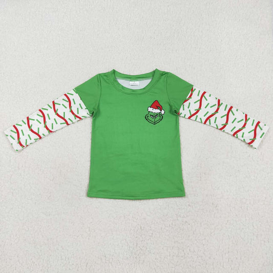 BT0770 Green Frog Print Boys Chistmas Tee Shirts Top