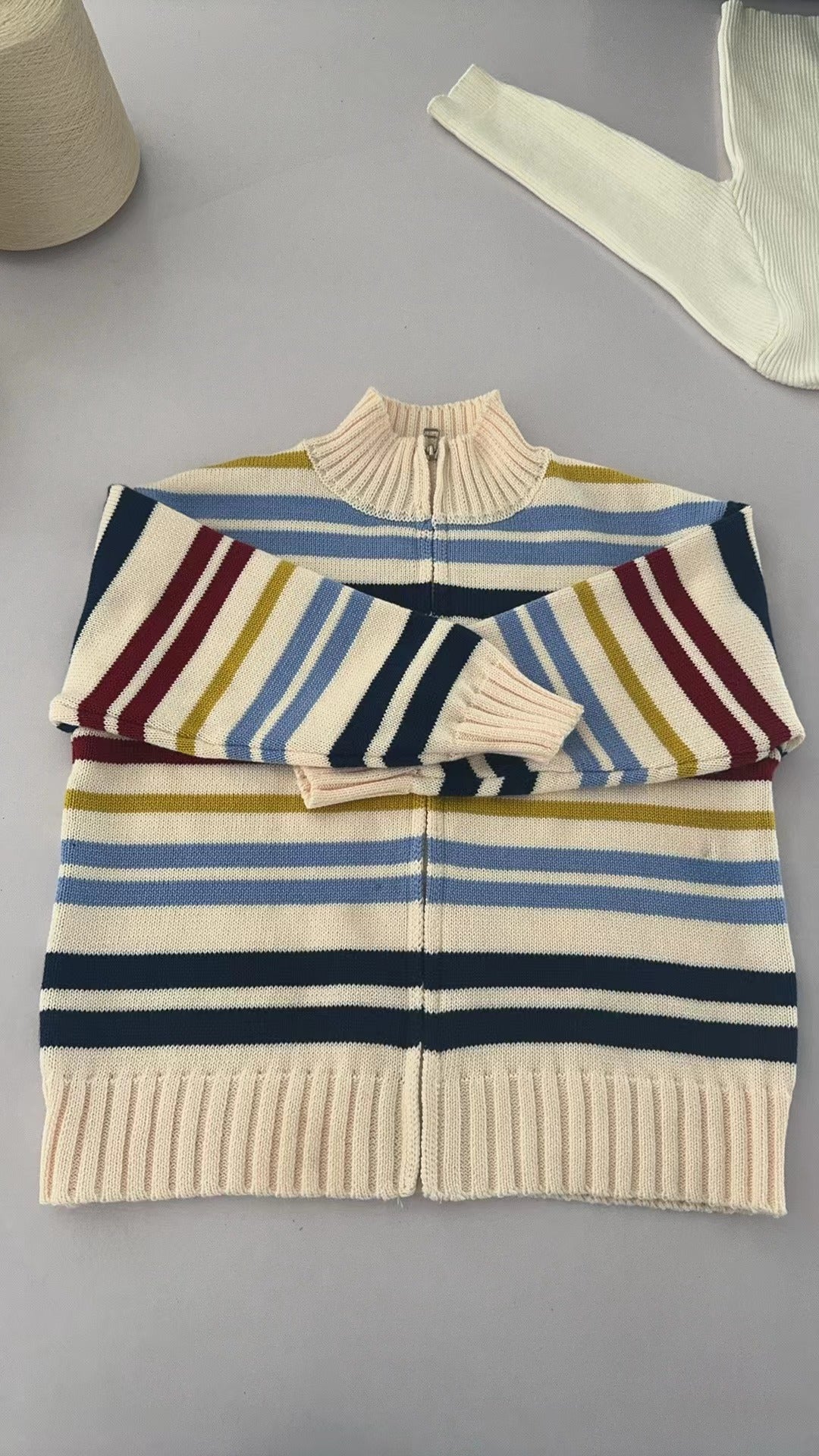 (Pre-order)BT0780 Blue Stripes Boys Sweater Cardigan Zipper Jacket