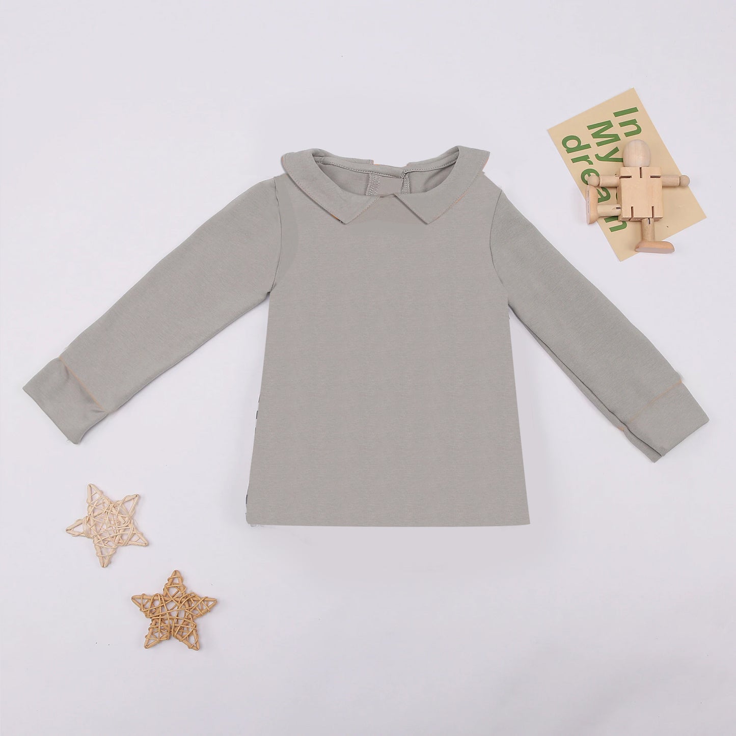 (Pre-order)BT0784 Grey Color Boys Long Sleeve Top