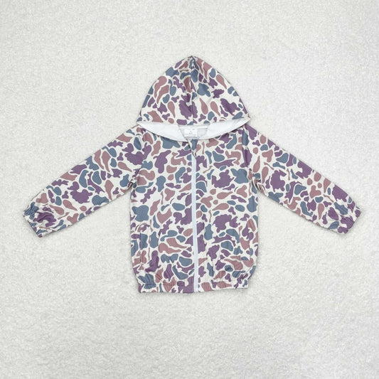 BT0793 Gray Camo Print Pocket Boys Hoodie Zipper Jacket Top