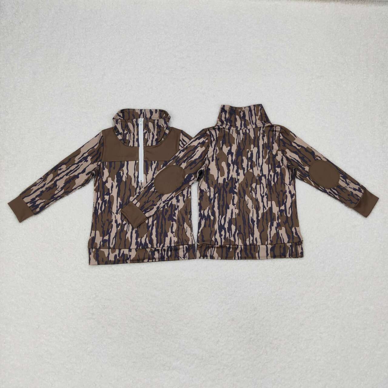 BT0811 Camo Print Boys Fall Pullover Zipper Tee Shirts Top