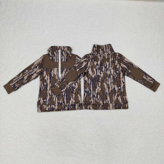 BT0811 Camo Print Boys Fall Pullover Zipper Tee Shirts Top