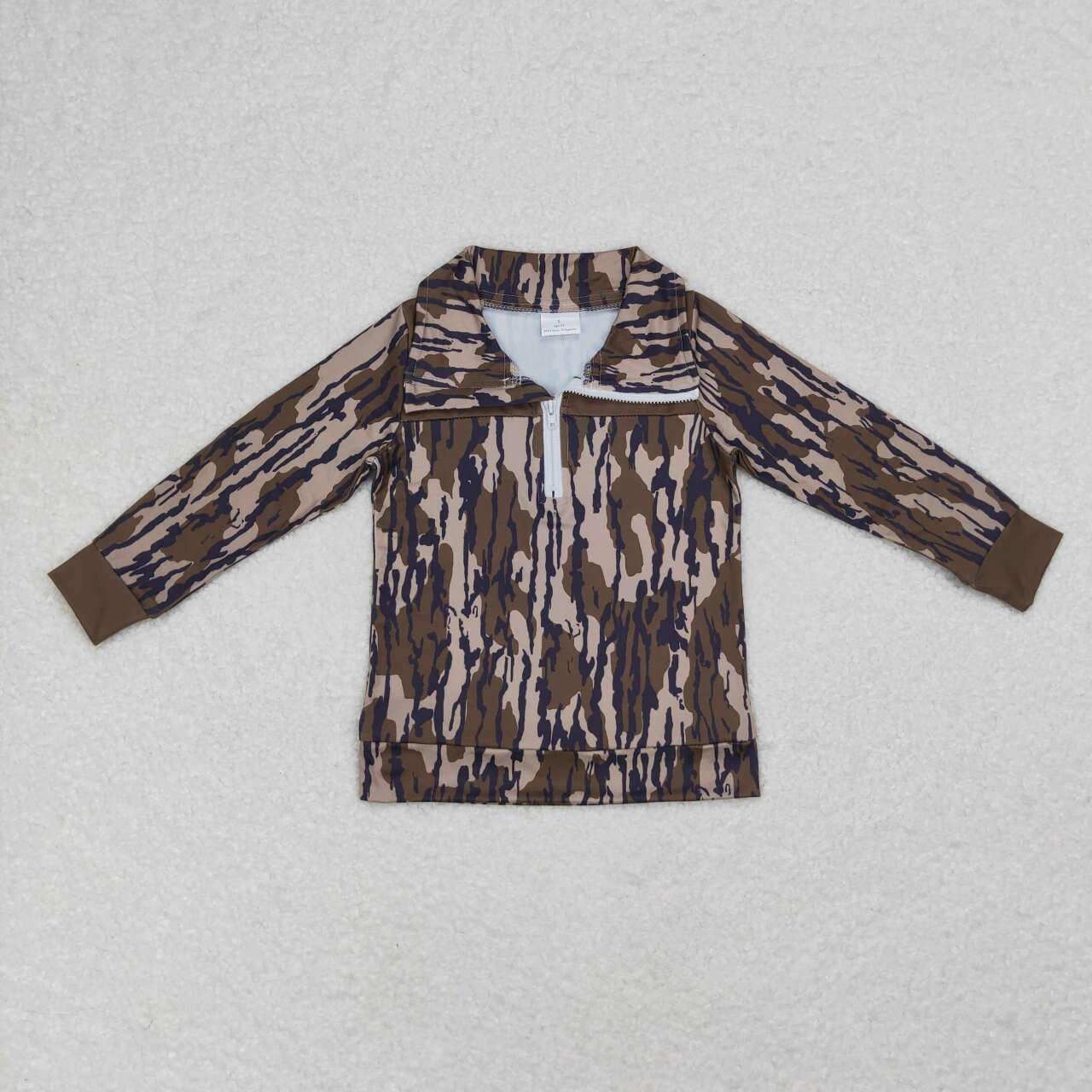 BT0811 Camo Print Boys Fall Pullover Zipper Tee Shirts Top