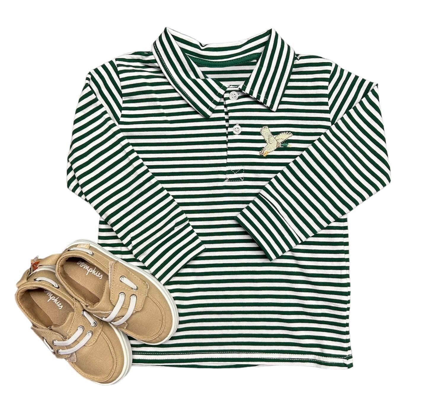 (Pre-order)BT0825 Duck Stripes Print Boys Fall Polo Tee Shirts Top