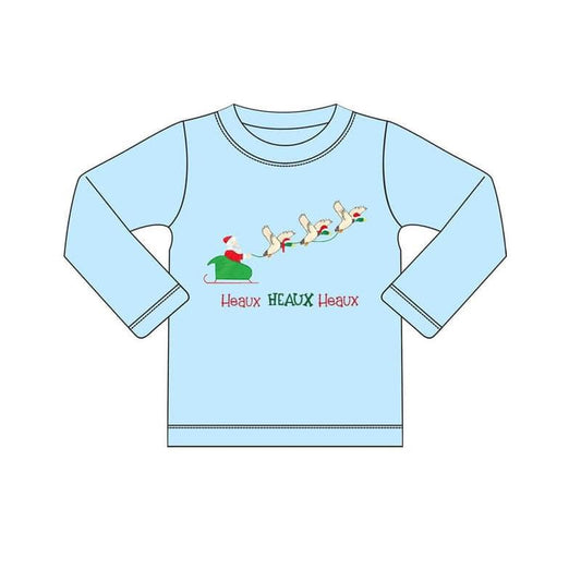 (Pre-order)BT0831 Santa Duck Heaux Print Boys Christmas Tee Shirts Top