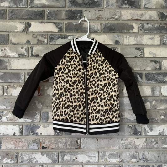 (Pre-order) BT0851  Leopard Print Girls Zipper Jacket Fall Tops