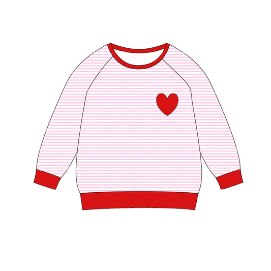 (Pre-order)BT0866 Heart Pink Stripes Print Boys Valentine's Tee Shirts Top