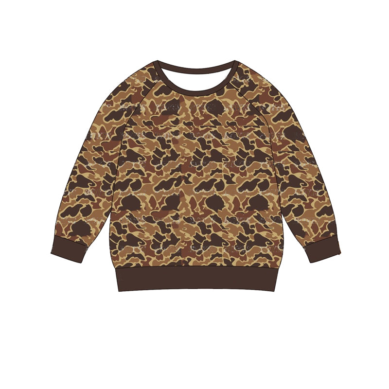 (Pre-order)BT0884  Brown Camo Print Boys Fall Tee Shirts Top