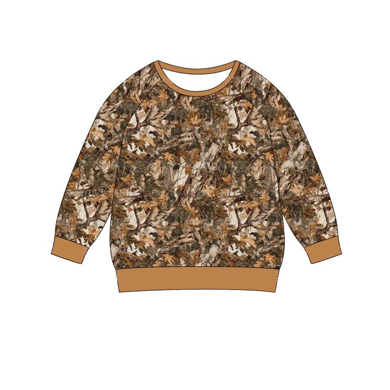 (Pre-order)BT0885  Branch Camo Print Boys Fall Tee Shirts Top