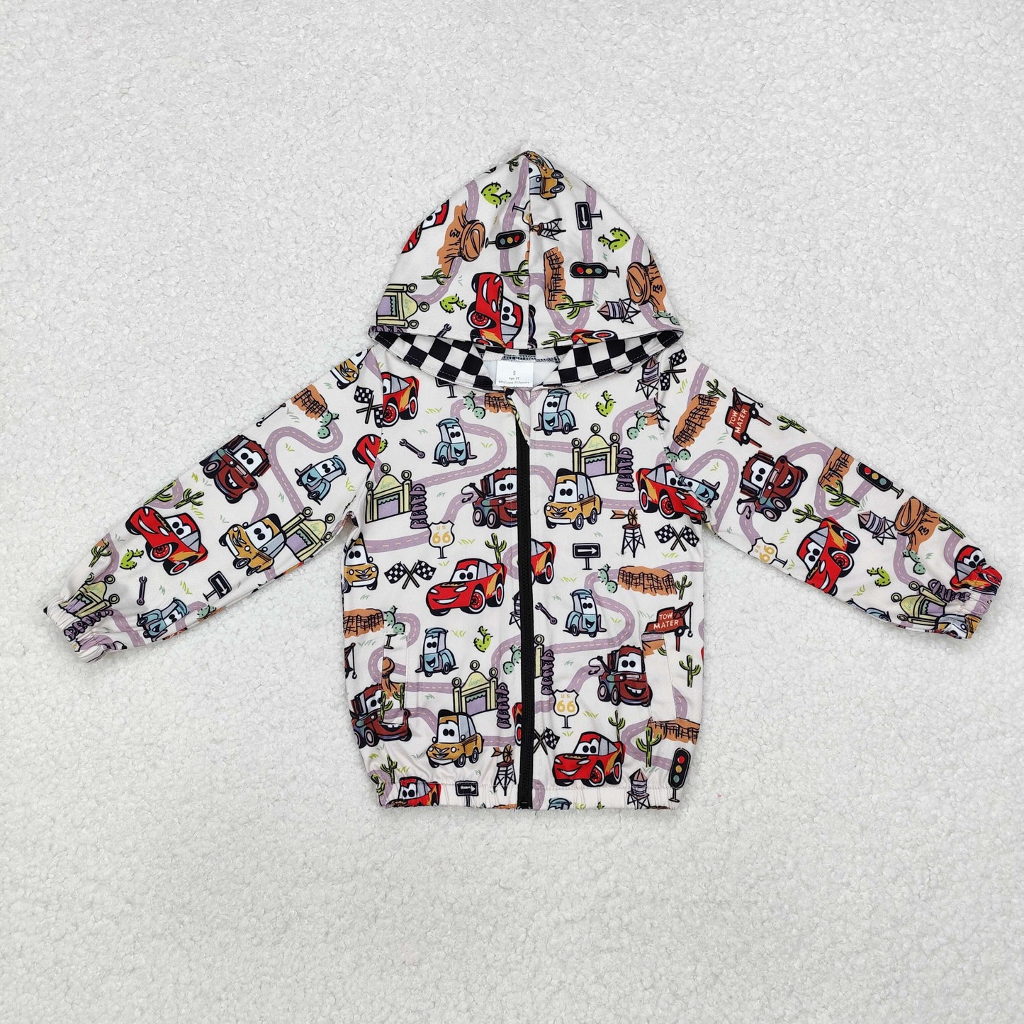 BT0889 Cartoon Cars Print Boys Zipper Jacket Fall Top