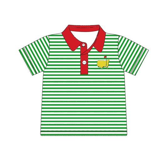 (Pre-order)BT0890 Golf Hole Stripes Print Boys Polo Tee Shirts Top