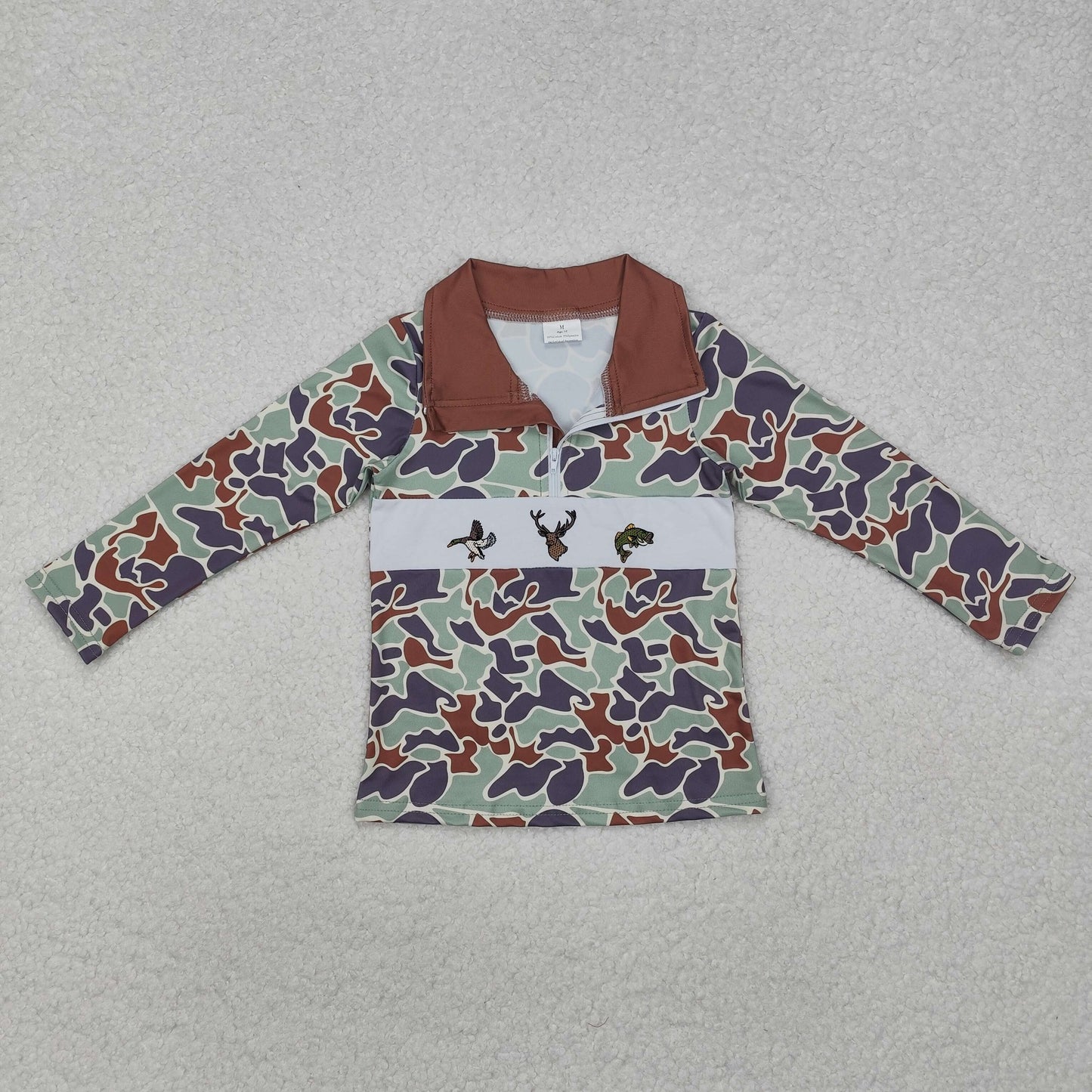 7 Colors Camo Embroidery Boys Pullover Zipper Top Brothers Wear