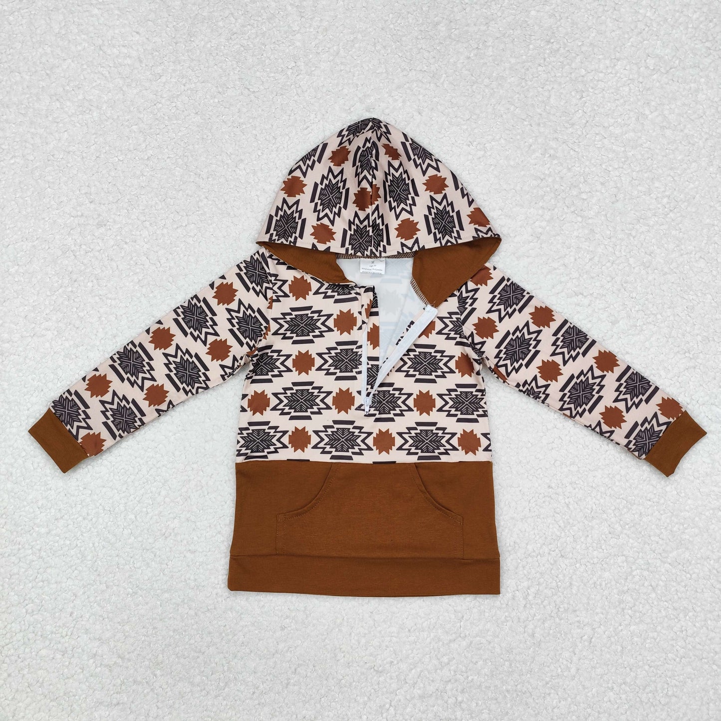 Aztec Print Boys Western Hoodie Zipper Pullover Top Brothers Wear